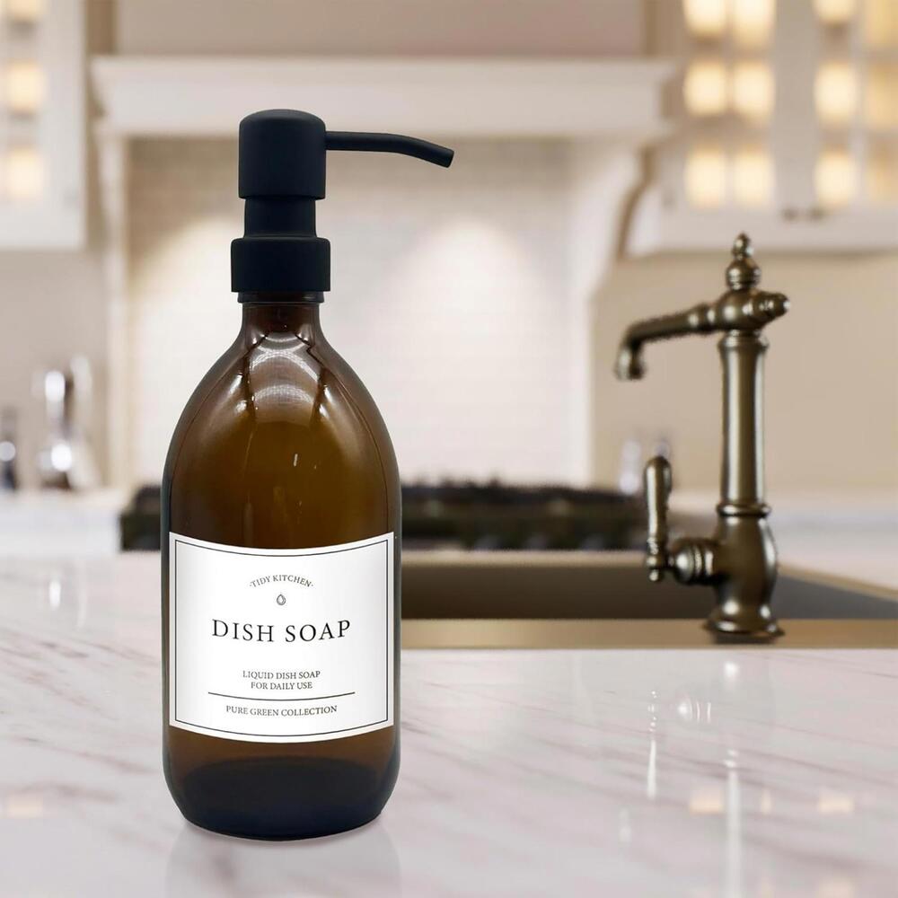 Tidy Kitchen Dish Soap Glass Bottle Dispenser